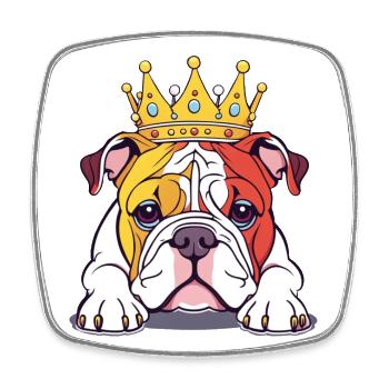 "Gekrönte Häupter" - Bulldog - Viereckiger Kühlschrankmagnet - Weiß - Vorne