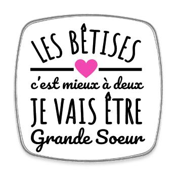 Je vais être grande soeur annonce naissance - Magnet carré - blanc - Devant