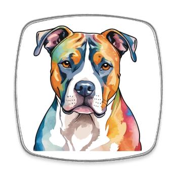 American Staffordshire Terrier Wasserfarben - Viereckiger Kühlschrankmagnet - Weiß - Vorne