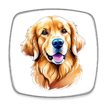 Golden Retriever Wasserfarben - Viereckiger Kühlschrankmagnet - Weiß - Vorne