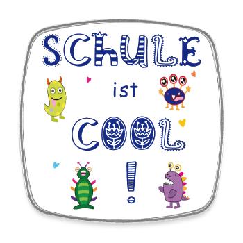 Schule ist Cool Einschulung - Viereckiger Kühlschrankmagnet - Weiß - Vorne