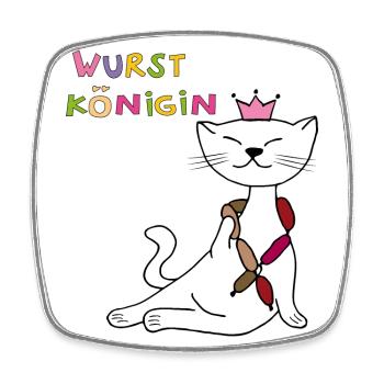 Sausage Queen Cat - Square fridge magnet - white - Front