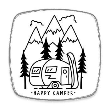 Camping camping-car - Magnet carré - blanc - Devant