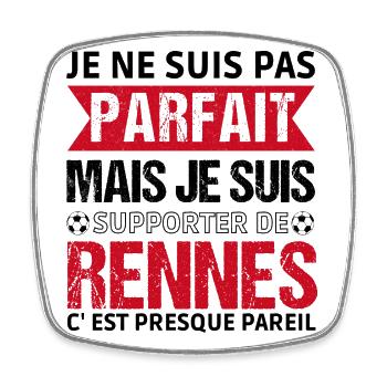 Supporter Rennes Cadeau Football Fan Rouge Noir - Magnet carré - blanc - Devant