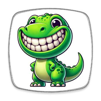 Süßer Dinosaurier T-Rex Cartoon-Freundlich - Viereckiger Kühlschrankmagnet - Weiß - Vorne