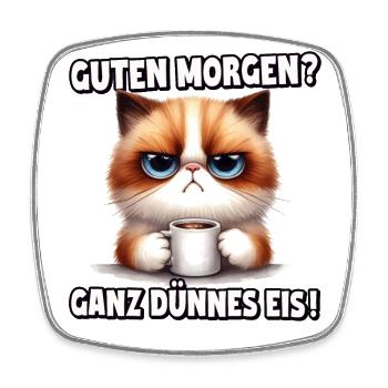 Guten Morgen? Ganz dünnes Eis - Viereckiger Kühlschrankmagnet - Weiß - Vorne