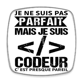 Humour Geek Cadeau Développeur Codeur Programmeur - Magnet carré - blanc - Devant