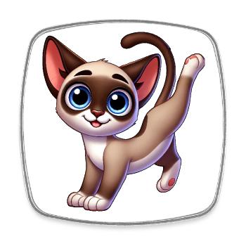 mignon chat siamois breakdance équilibre sur les mains dessin animé - Magnet carré - blanc - Devant