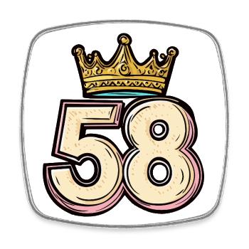 58 Nombre Couronne - Magnet carré - blanc - Devant
