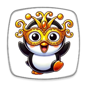 Mardi Gras Pinguin Maske Fasching Verkleidung - Viereckiger Kühlschrankmagnet - Weiß - Vorne