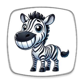 Zebra Grin Tooth Cartoon Happiness Joy Laughter - Square fridge magnet - white - Front