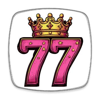 77 Number Krone - Square fridge magnet - white - Front