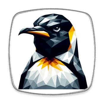 Geometric Penguin Polygon Math Art - Square fridge magnet - white - Front