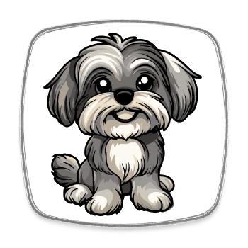 Chien Bichon Cochon Mignon - Magnet carré - blanc - Devant