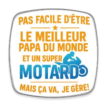 Papa motard cadeau fête des pères Noël Moto - Magnet carré - blanc - Devant