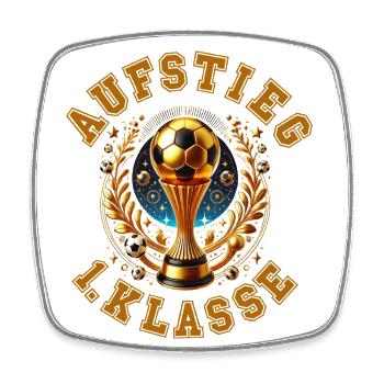 AUFSTIEG 1. Klasse - Einschulung Fußball - Viereckiger Kühlschrankmagnet - Weiß - Vorne
