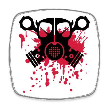 unlimited logo skull piston seizure - Square fridge magnet - white - Front