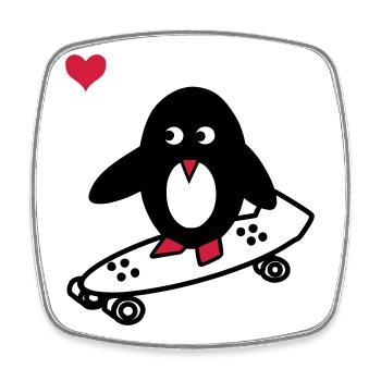 Skaterpinguin - Viereckiger Kühlschrankmagnet - Weiß - Vorne