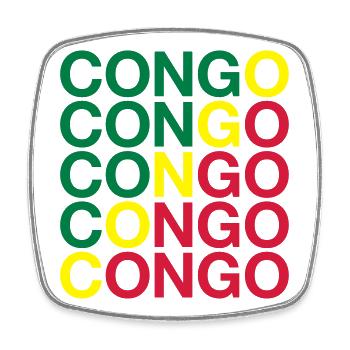 CONGO Flagge Kongo - Viereckiger Kühlschrankmagnet - Weiß - Vorne