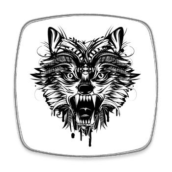 dangerous wolf - Square fridge magnet - white - Front