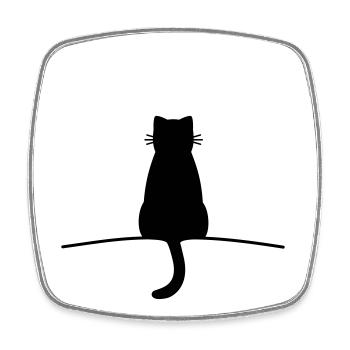 Cat Silhouette Cat Kitten minimal - Square fridge magnet - white - Front