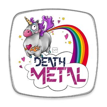 Unicorn Death Metal Rainbow - Square fridge magnet - white - Front