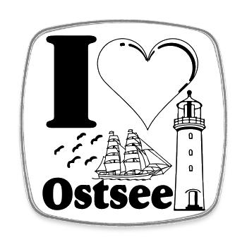 Ostsee , I Love Ostsee, Meer , Leuchturm ...(25) - Viereckiger Kühlschrankmagnet - Weiß - Vorne