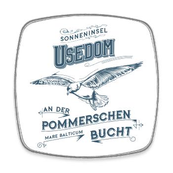 Sonneninsel Usedom - Viereckiger Kühlschrankmagnet - Weiß - Vorne