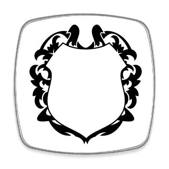 Wappen Motiv aus floralen Ornamenten - Viereckiger Kühlschrankmagnet - Weiß - Vorne