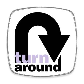 turn around - Viereckiger Kühlschrankmagnet - Weiß - Vorne