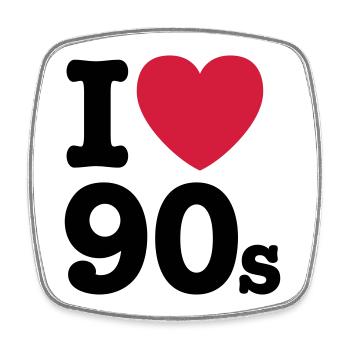I love the 90s - Viereckiger Kühlschrankmagnet - Weiß - Vorne