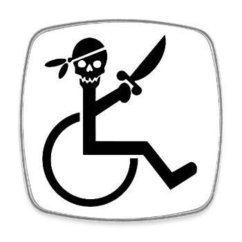 Wheelchair pirate # - Square fridge magnet - white - Front