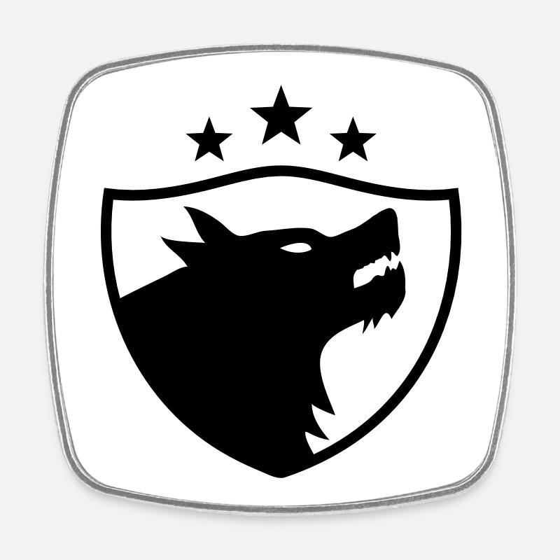 wolf - Magnet carré - blanc