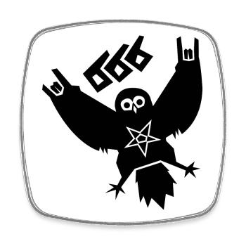 Black Metal Owl - Square fridge magnet - white - Front