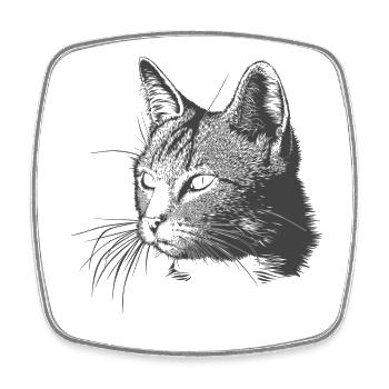 Chat - Magnet carré - blanc - Devant
