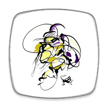Abstract - Face - Square fridge magnet - white - Front