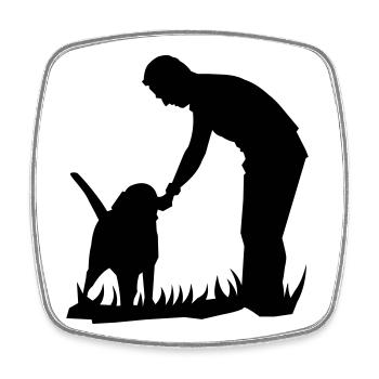 Les meilleurs amis - chien et propriétaire silouette - Magnet carré - blanc - Devant