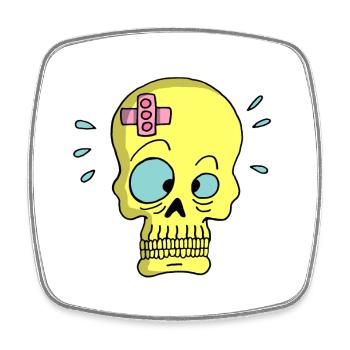 Skull and sticking plaster - Square fridge magnet - white - Front