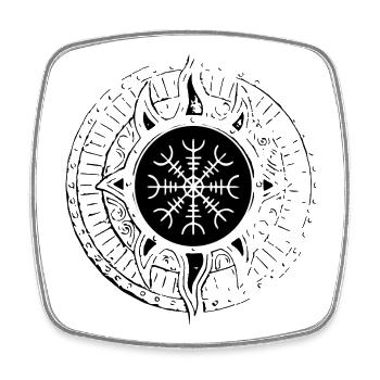 Ægishjálmur Helm des Ægir weiß - Viereckiger Kühlschrankmagnet - Weiß - Vorne