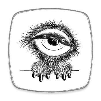 Funny sloth - sloths - cartoon - Square fridge magnet - white - Front