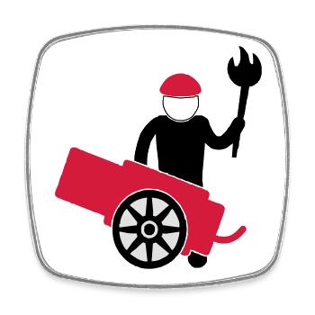 cannon man - Square fridge magnet - white - Front