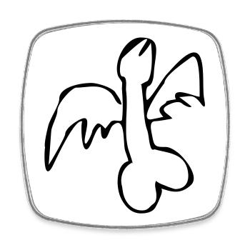 flying flying penis cock exit-shirt - Square fridge magnet - white - Front
