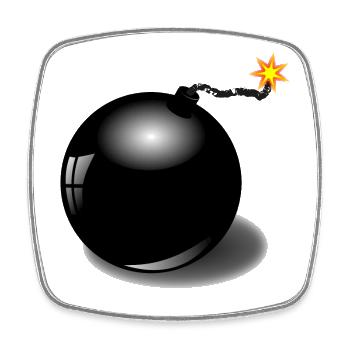 bombe - Magnet carré - blanc - Devant