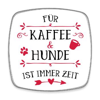 Herzpfote Kaffee Rahmen - Viereckiger Kühlschrankmagnet - Weiß - Vorne