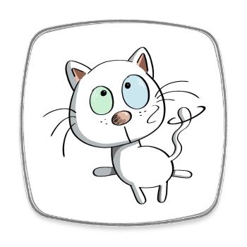 Chat en tournée - Chats - Chatons - Chatons - Animal - Magnet carré - blanc - Devant