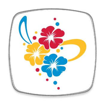 Flower Bouquet with ribbon - Square fridge magnet - white - Front