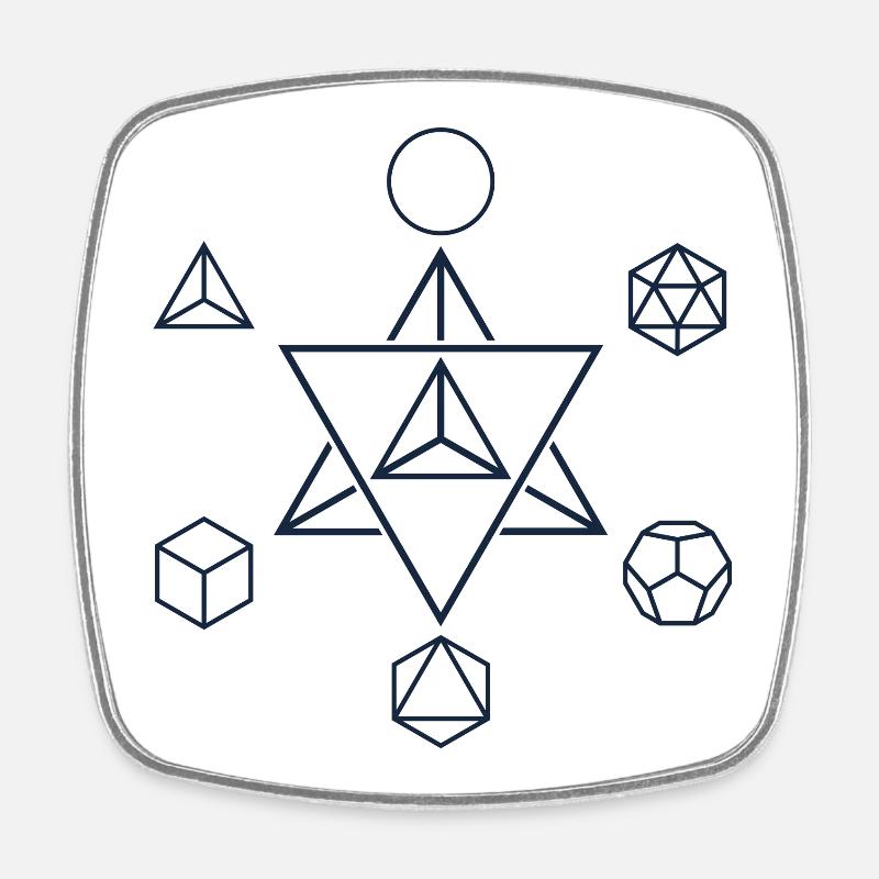 Merkaba and the Platonic Solids, Sacred Geometry - Square fridge magnet - white