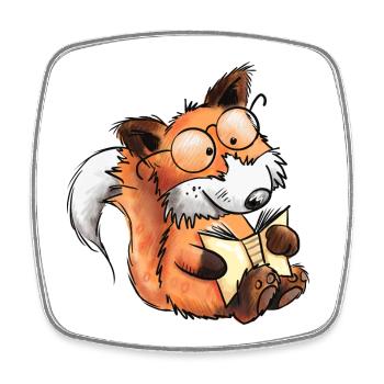 Schlauer Bücher Fuchs I Lesen I Comic Tiere - Viereckiger Kühlschrankmagnet - Weiß - Vorne