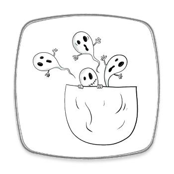 Funny ghosts in the breast pocket I Halloween - Square fridge magnet - white - Front