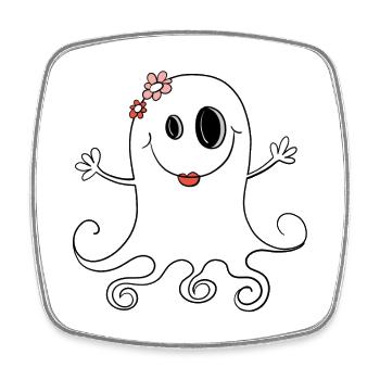 Kleines Mädchen Gespenst I Halloween - Viereckiger Kühlschrankmagnet - Weiß - Vorne